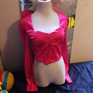 Forever 21 Vibrant Pink Satin Top